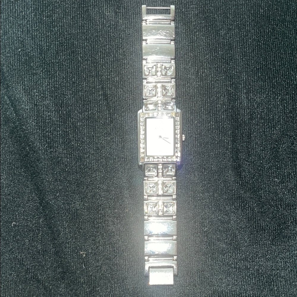 Fossil Silver Crystal-Accent Rectangular Bracelet… - image 4